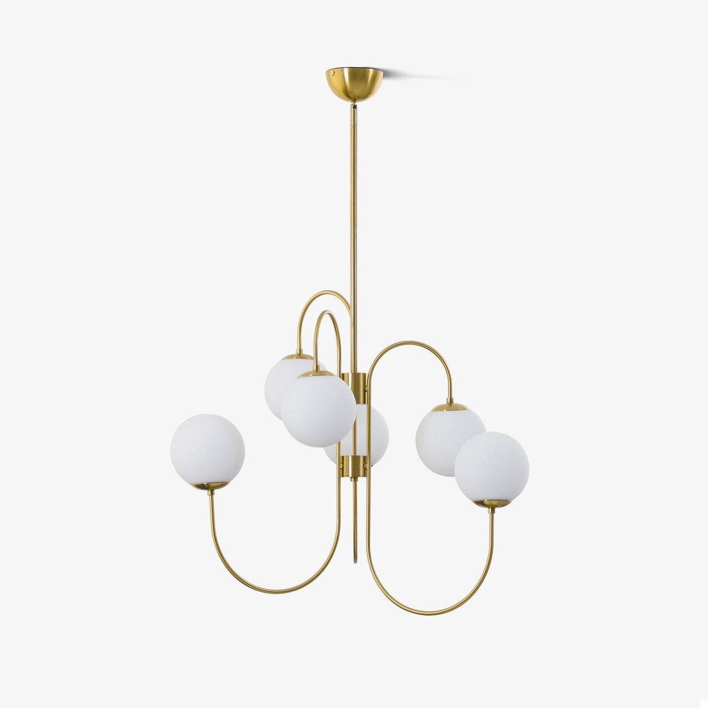 Zwanenhals Kroonluchter Ø76 cm – 8-Lichts Hanglamp met Glazen Bollen Goud/Zwart