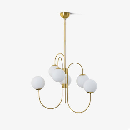 Zwanenhals Kroonluchter Ø76 cm – 8-Lichts Hanglamp met Glazen Bollen Goud/Zwart