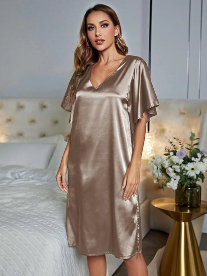 Luxueuze Zijden Nachtkleding Goud Satijn