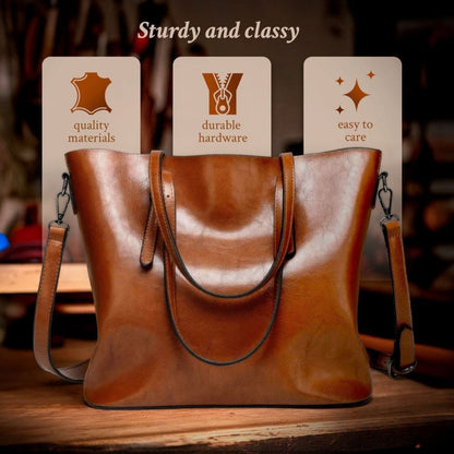 Vintage Leren Schoudertas Dames met Verstelbare Riem Echt Leder Handtas Klassiek Retro Design Elegante Dagtas