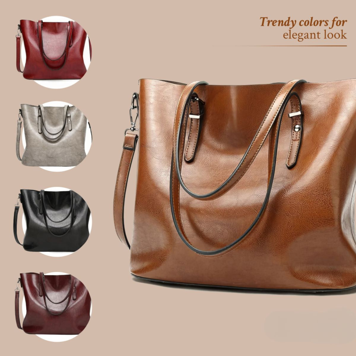 Vintage Leren Schoudertas Dames met Verstelbare Riem Echt Leder Handtas Klassiek Retro Design Elegante Dagtas