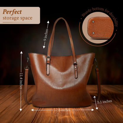 Vintage Leren Schoudertas Dames met Verstelbare Riem Echt Leder Handtas Klassiek Retro Design Elegante Dagtas