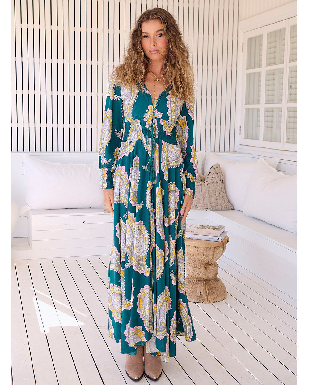 Maxi Jurk Lange Mouw Elegant Model