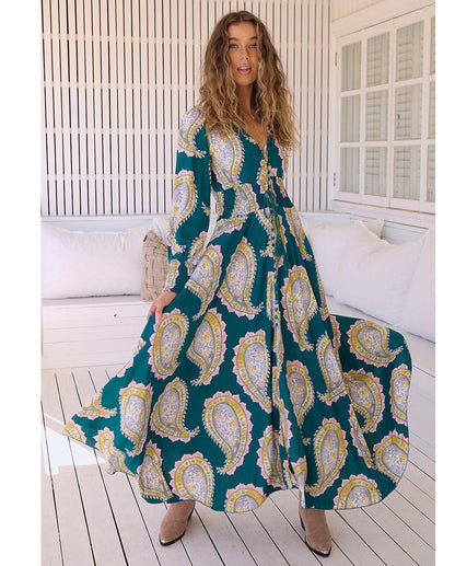 Maxi Jurk Lange Mouw Elegant