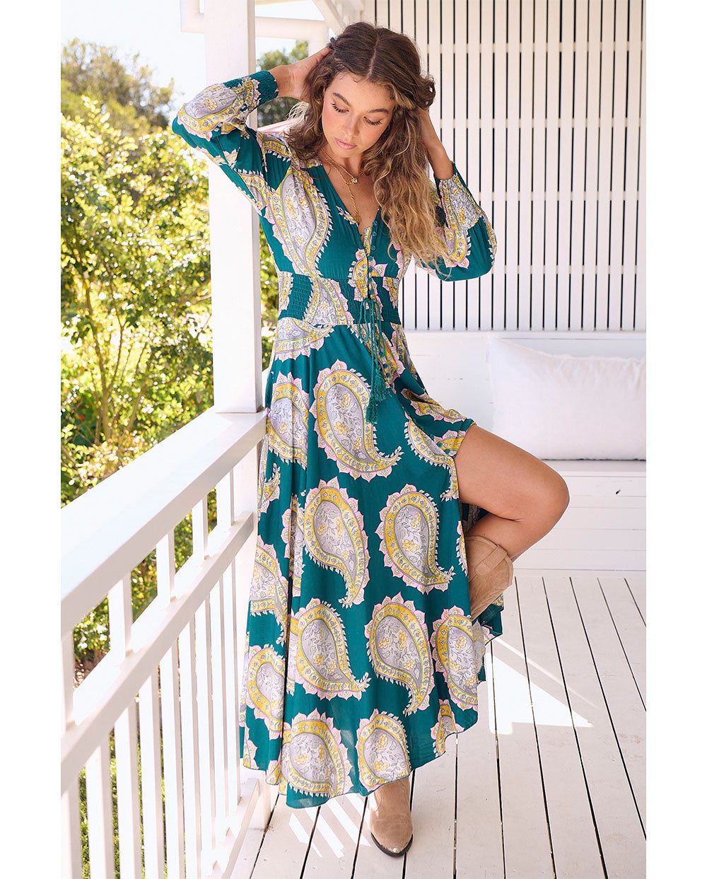 Maxi Jurk Lange Mouw Elegant Model