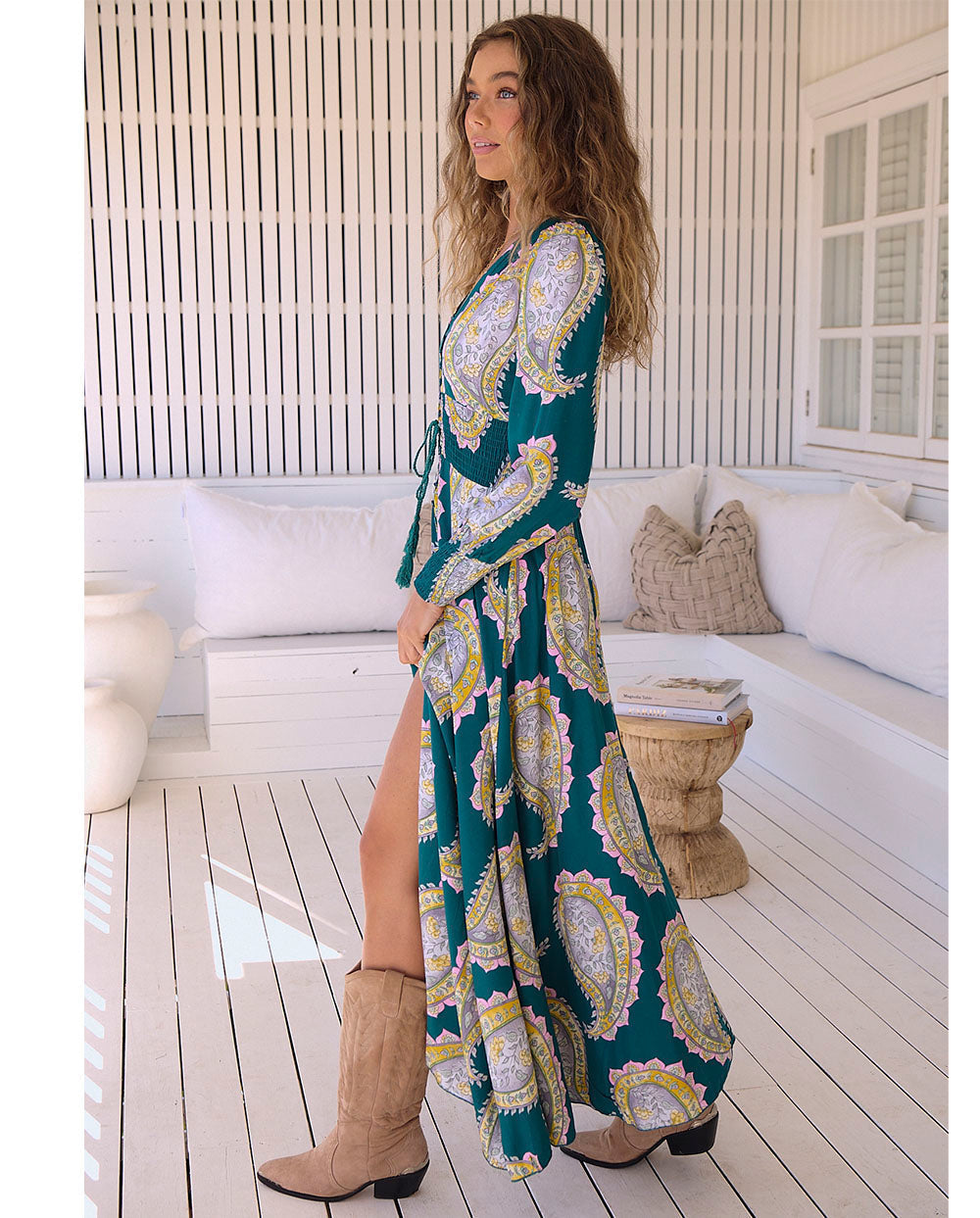 Maxi Jurk Lange Mouw Elegant Model
