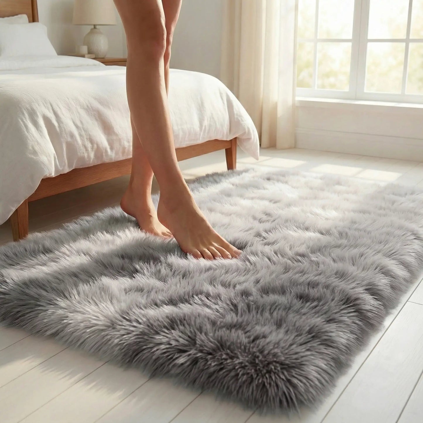 Hoogpolig Pluche Vloerkleed met Kleurverloop – Antislip & 4cm Dikte voor Luxe Comfort in Woonkamer, Slaapkamer of Gang