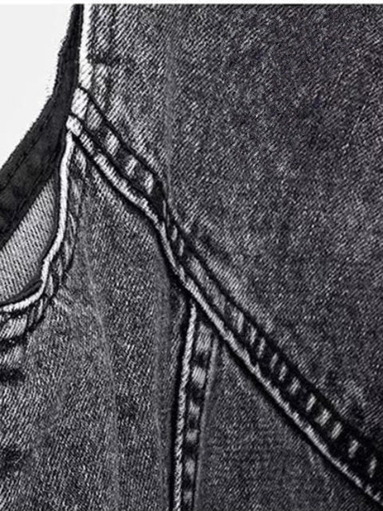 Blauw Leer Damesjasje Trendy Kort Model