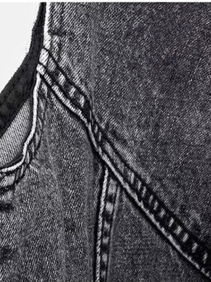 Blauw Leer Damesjasje Trendy Kort Model