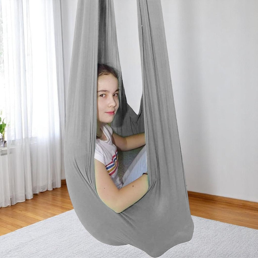 Sensorische Schommel Hangmat Kinderen Elastisch Stof Blauw Grijs Rood Paars 100x280 150x280cm