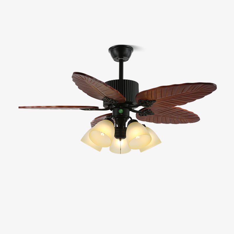 Tropische Plafondventilator met Verlichting en Afstandsbediening – Natuurlijk Design met Glazen Kap