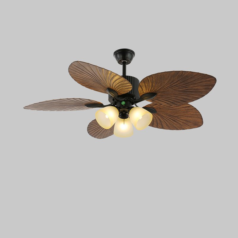 Tropische Houten Plafondventilator met Verlichting – Afstandsbediening 6 Snelheden