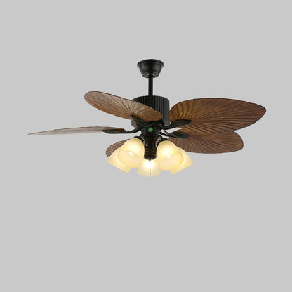 Tropische Houten Plafondventilator met Verlichting – Afstandsbediening 6 Snelheden