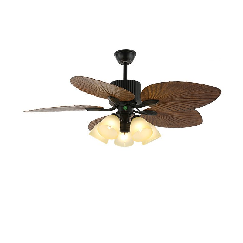 Tropische Houten Plafondventilator met Verlichting – Afstandsbediening 6 Snelheden