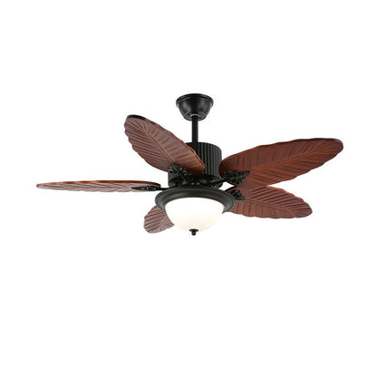Tropische Plafondventilator met Verlichting en Afstandsbediening – Natuurlijk Design met Glazen Kap