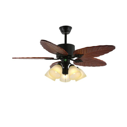 Tropische Plafondventilator met Verlichting en Afstandsbediening – Natuurlijk Design met Glazen Kap