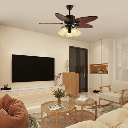 Plafondventilator met Houten Bladen en Verlichting – Modern Design met 6 Snelheden