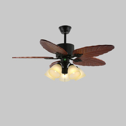Tropische Plafondventilator met Verlichting en Afstandsbediening – Natuurlijk Design met Glazen Kap