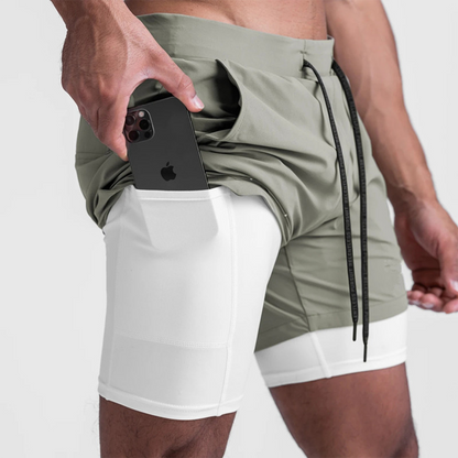 Heren Sportshort 2-in-1 Waterdichte Trainingsbroek