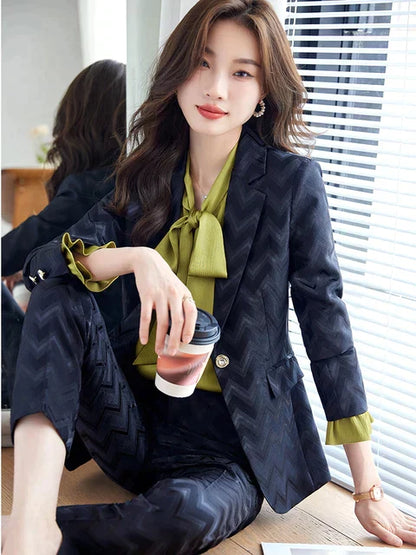 Dames Blazer Set Strikrok en Blazer Geschikt voor Werk