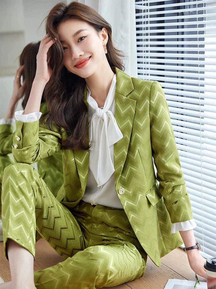 Dames Blazer Set Strikrok en Blazer Geschikt voor Werk