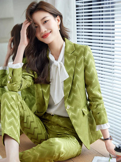 Dames Blazer Set Strikrok en Blazer Geschikt voor Werk