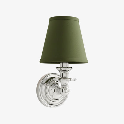 Wandlamp met stoffen kap en zwanenhalsarm – smeedijzeren armatuur met verstelbare leeslamp
