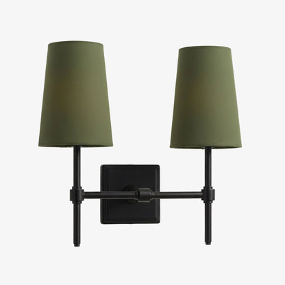 Wandlamp met linnen kap - retro metalen wandverlichting voor slaapkamer en gang