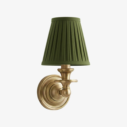 Wandlamp met stoffen kap en zwanenhalsarm – smeedijzeren armatuur met verstelbare leeslamp