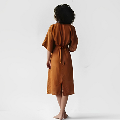 Linnen Jurk Zomer Vrouw Elegante Lichtgewicht