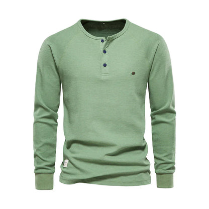 Heren Henley Shirt Lange Mouwen Casual Basic Streetwear