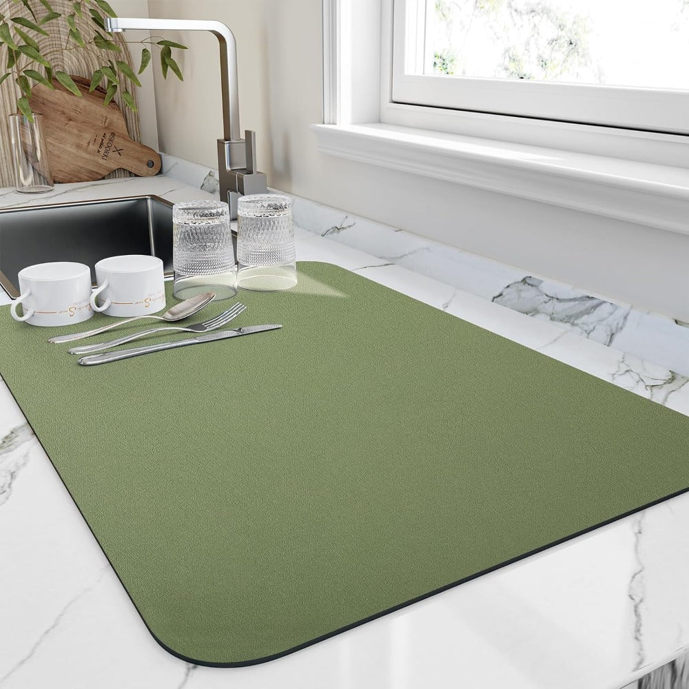 Afdroogmat Keuken Diatomiet 40x30cm Grijs Sneldrogend Absorberend Aanrecht Vaat Droogmat Antislip Keukenorganizer