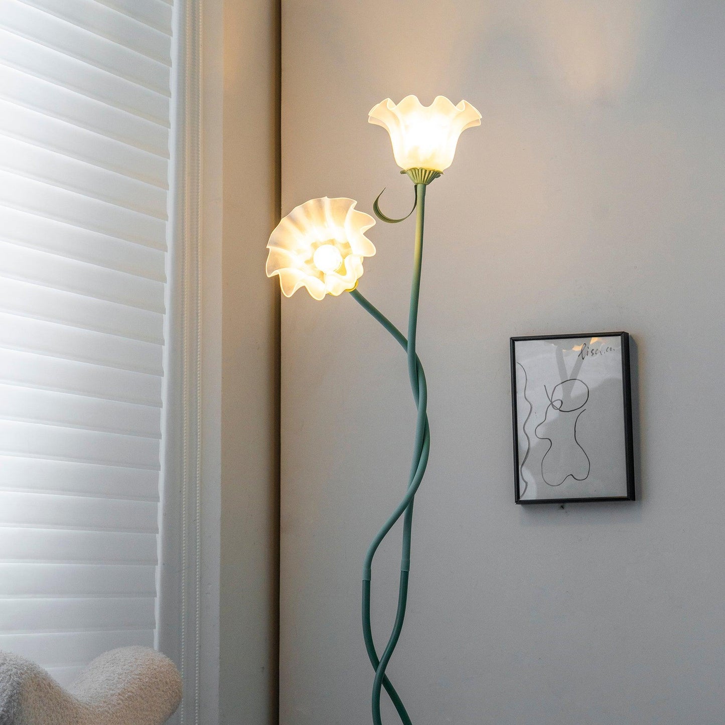 Vloerlamp Bloem Design Groen Wit Metaal 170cm 2-3 Lichts LED Sfeerlamp Woonkamer Slaapkamer