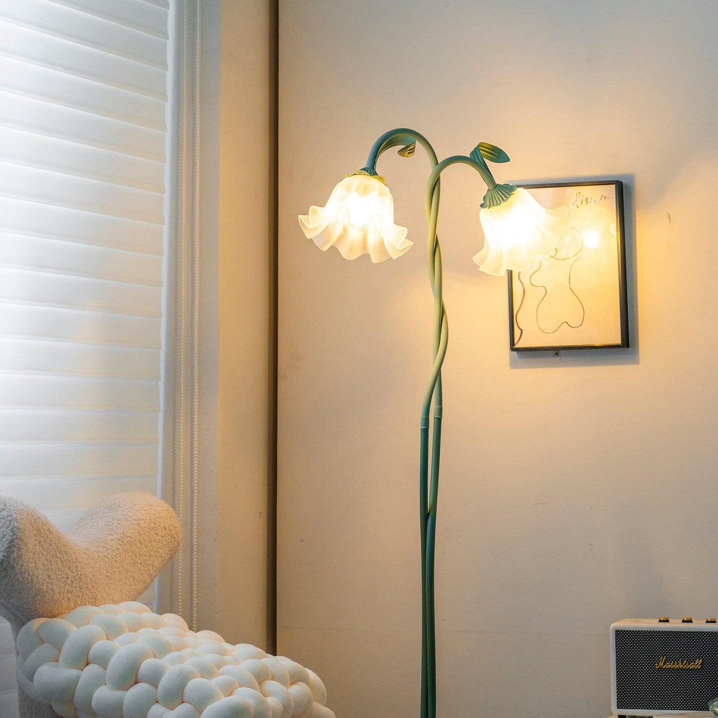 Vloerlamp Bloem Design Groen Wit Metaal 170cm 2-3 Lichts LED Sfeerlamp Woonkamer Slaapkamer