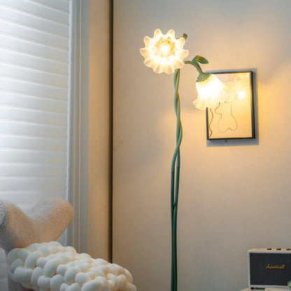 Vloerlamp Bloem Design Groen Wit Metaal 170cm 2-3 Lichts LED Sfeerlamp Woonkamer Slaapkamer