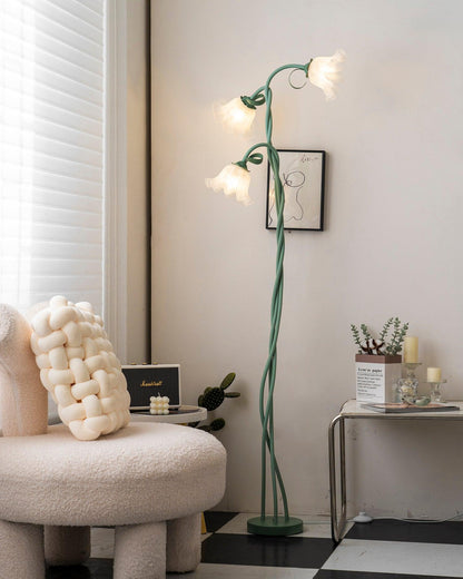 Vloerlamp Bloem Design Groen Wit Metaal 170cm 2-3 Lichts LED Sfeerlamp Woonkamer Slaapkamer