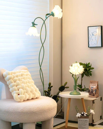 Vloerlamp Bloem Design Groen Wit Metaal 170cm 2-3 Lichts LED Sfeerlamp Woonkamer Slaapkamer