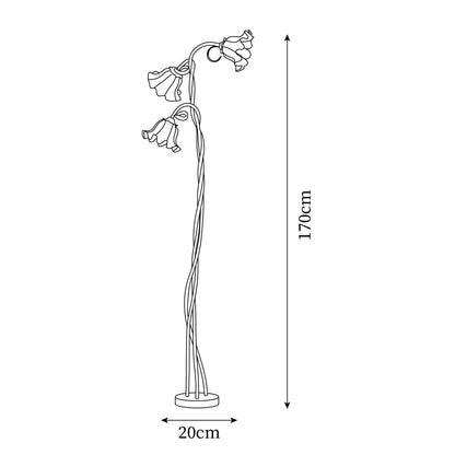 Vloerlamp Bloem Design Groen Wit Metaal 170cm 2-3 Lichts LED Sfeerlamp Woonkamer Slaapkamer