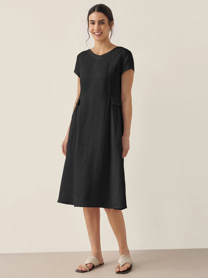 Midi Zomerjurk V-hals Korte Mouwen Jurk voor Vrouw - StudioMarella
