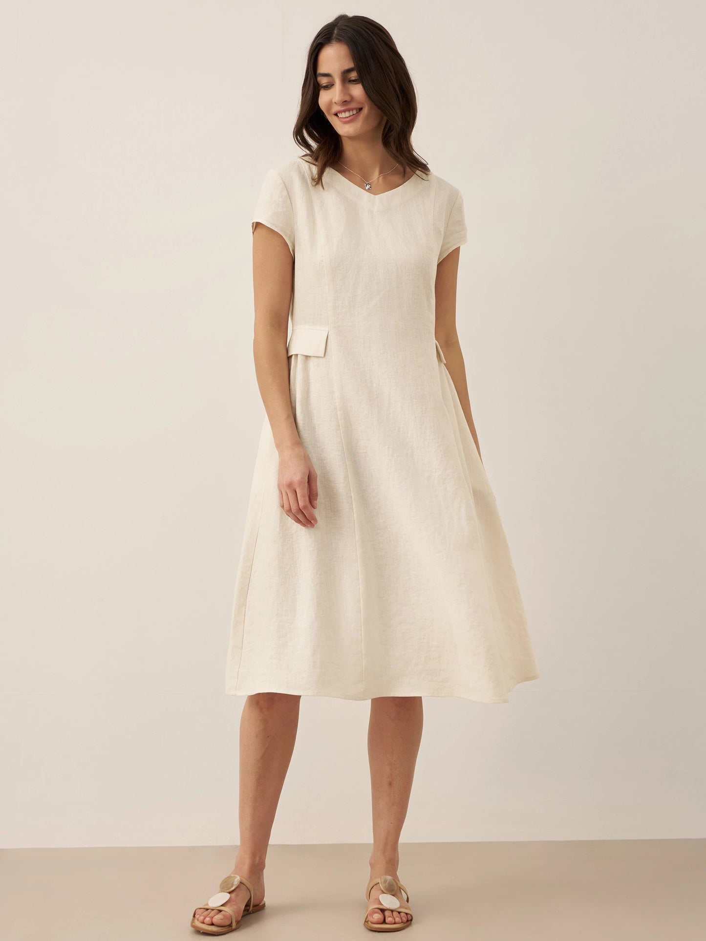 Midi Zomerjurk V-hals Korte Mouwen Zomerse Jurk