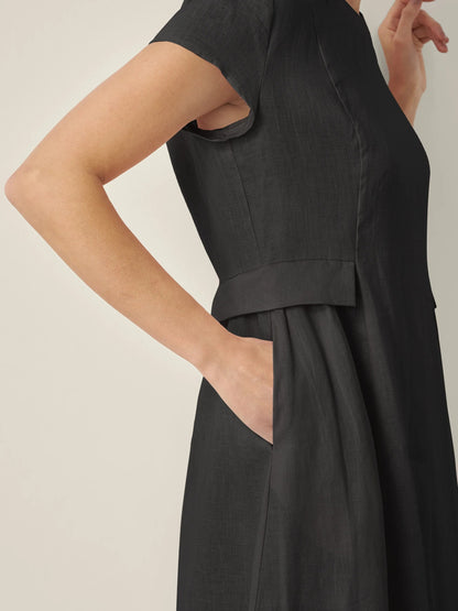 Midi Zomerjurk V-hals Korte Mouwen Jurk voor Vrouw