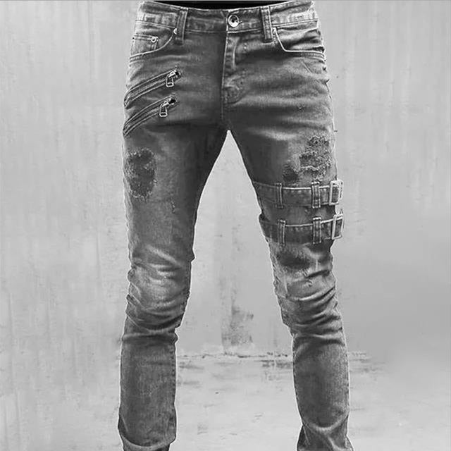 Heren Jeans met Rits en Gespbanden Mode - StudioMarella