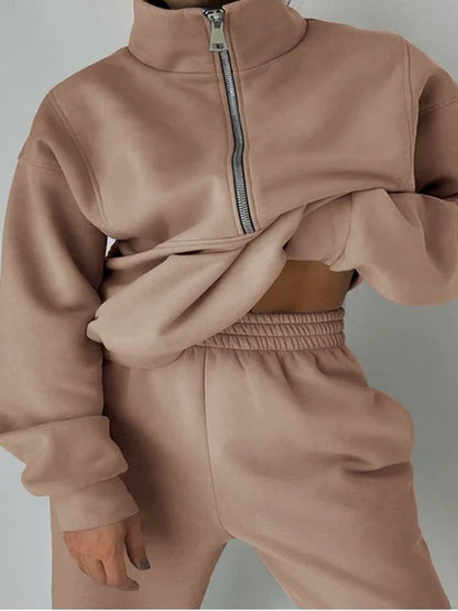 Comfortabele Sweater Set Half Zip voor Elke Dag
