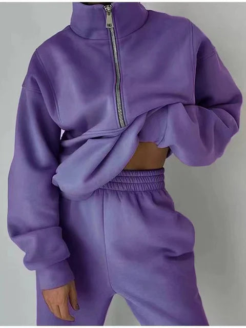 Comfortabele Sweater Set Half Zip voor Elke Dag