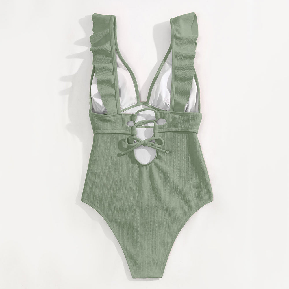 Boho Bikini met Ruches en Open Rug voor Zomer