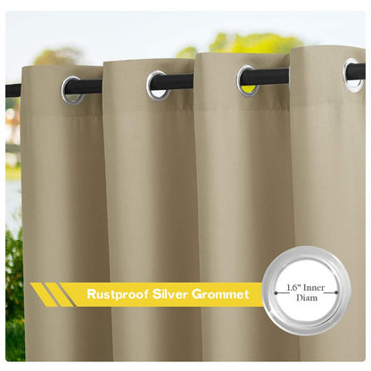 Waterdicht Buitengordijn Zware Stof Windbestendig UV-bescherming Privacy 1 Paneel Taupe Grijs Navy