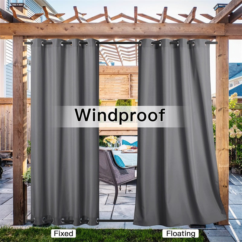 Waterdicht Buitengordijn Zware Stof Windbestendig UV-bescherming Privacy 1 Paneel Taupe Grijs Navy