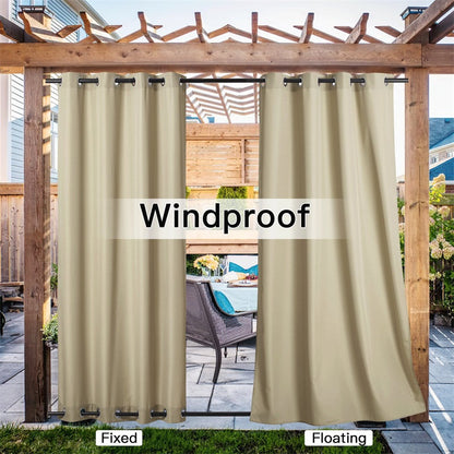 Waterdicht Buitengordijn Zware Stof Windbestendig UV-bescherming Privacy 1 Paneel Taupe Grijs Navy