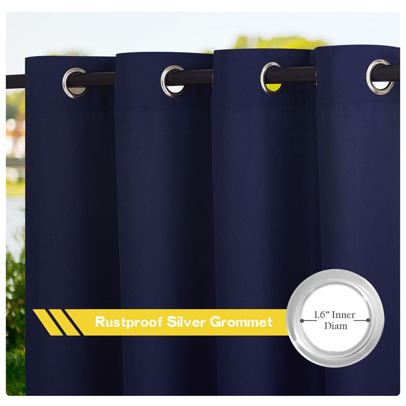 Waterdicht Buitengordijn Zware Stof Windbestendig UV-bescherming Privacy 1 Paneel Taupe Grijs Navy