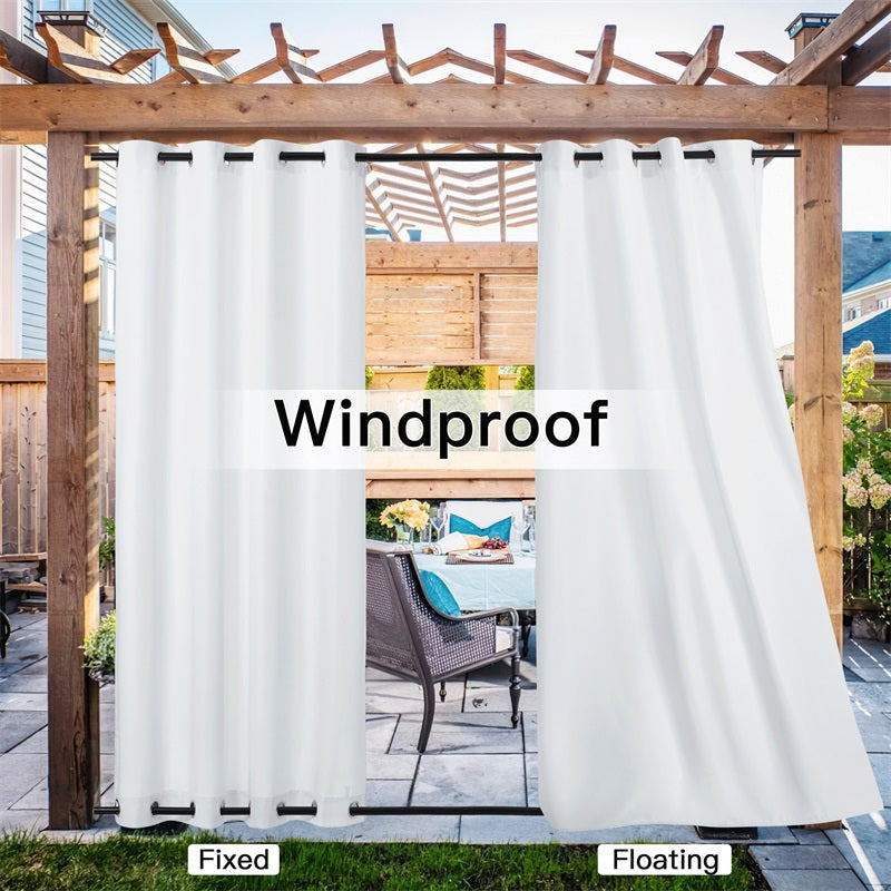 Waterdicht Buitengordijn Zware Stof Windbestendig UV-bescherming Privacy 1 Paneel Taupe Grijs Navy